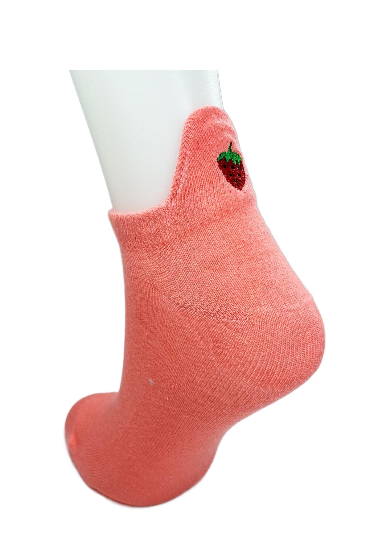 6 Pairs Strawberry Embroidery Printed Cotton Soft Women Wrist Socks