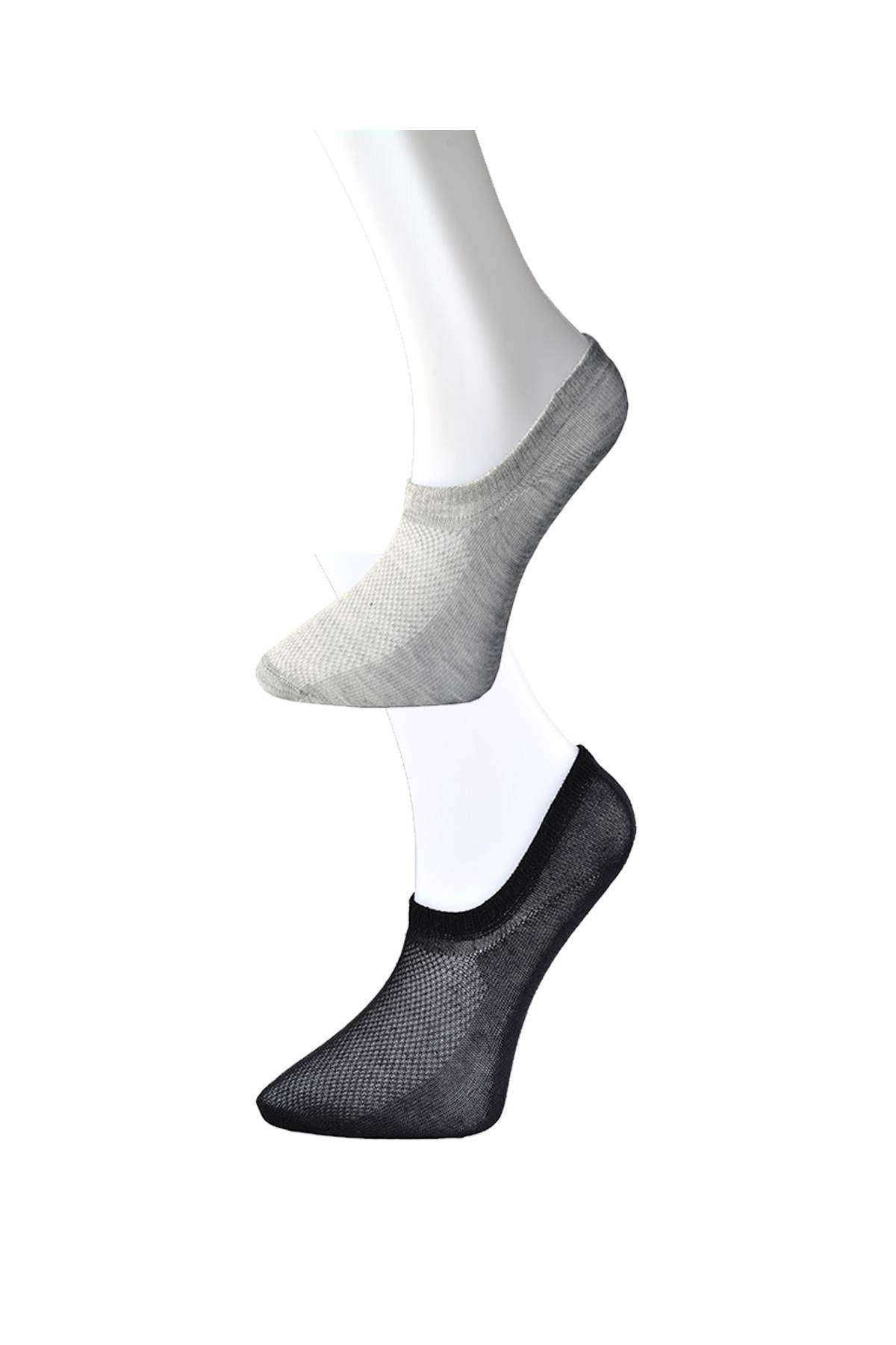 Black And Gray Women's Invisible Socks 6 Pairs Piamoda