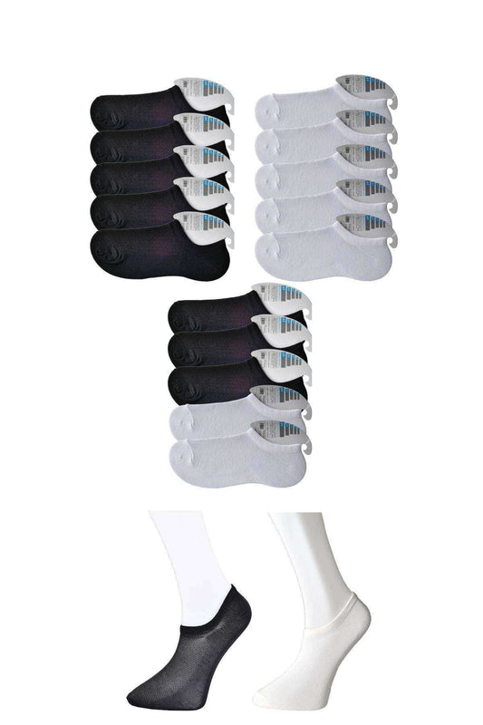 Black And White Men's Invisible Socks 15 Pairs Piamoda
