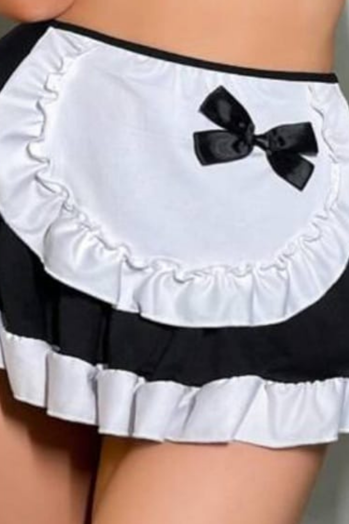 Black Front Lace Edges Ruffled Maid Costume Stylish Model 52090