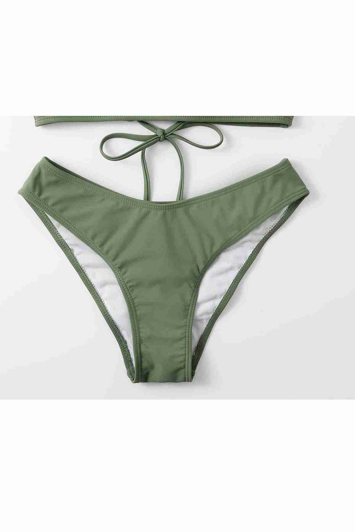 Brazilian Backless Bikini Bottom Green Piamoda