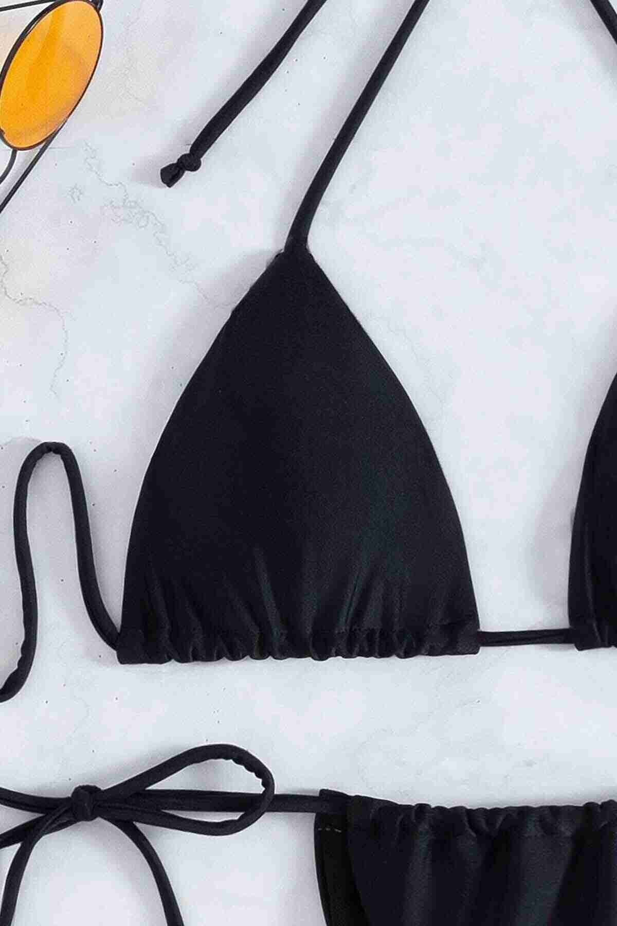 Brazilian Model Tie Down Bikini Bottom Black Piamoda