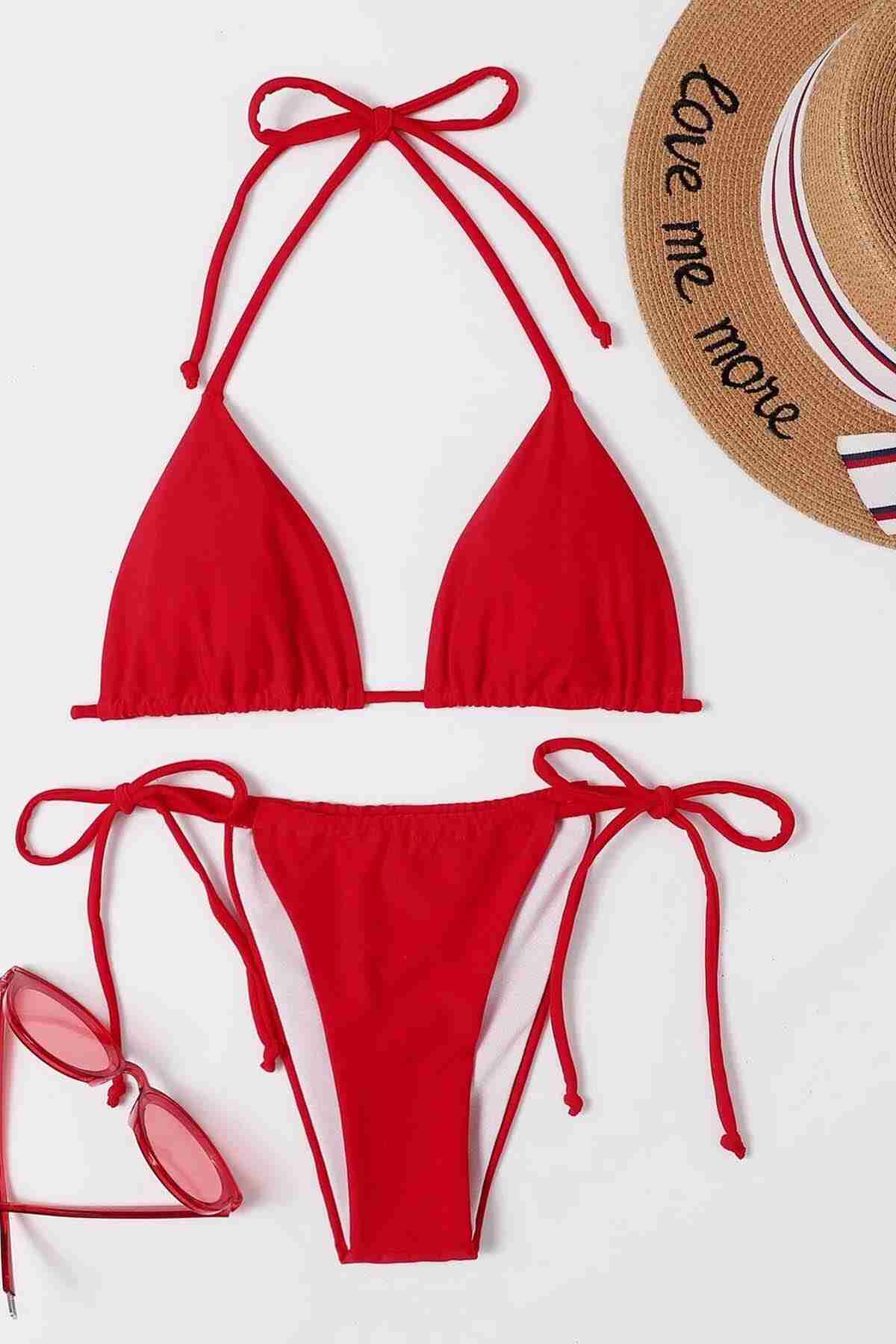 Brazilian Model Tie Down Bikini Bottom Red Piamoda