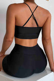 Chic Tankini Bikini Top with Back Black Piamoda