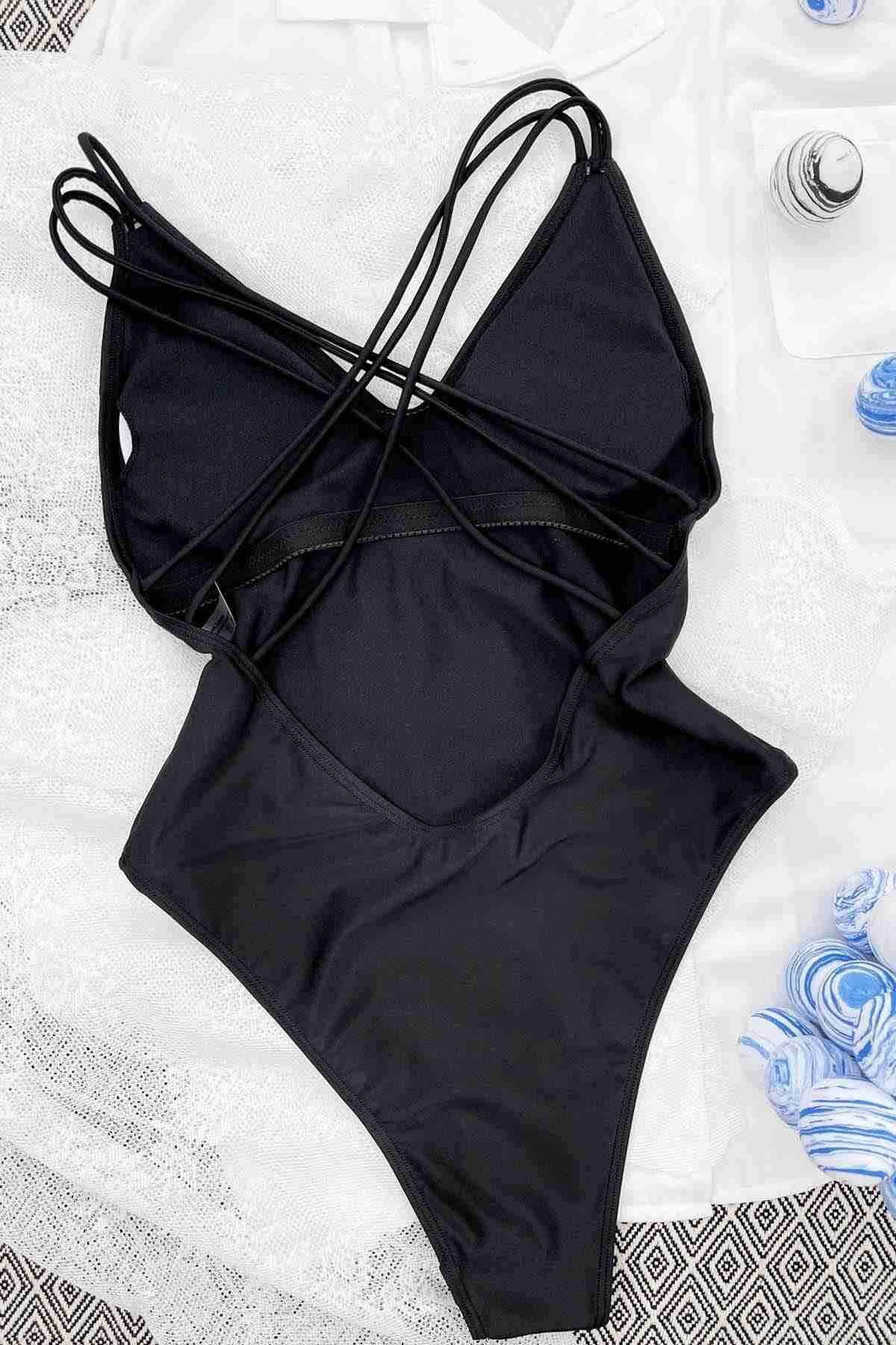 Cross Detailed Swimwear with Back Décollette