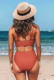 Custom Design Front Plunge High Waist Bikini Suit Red Piamoda