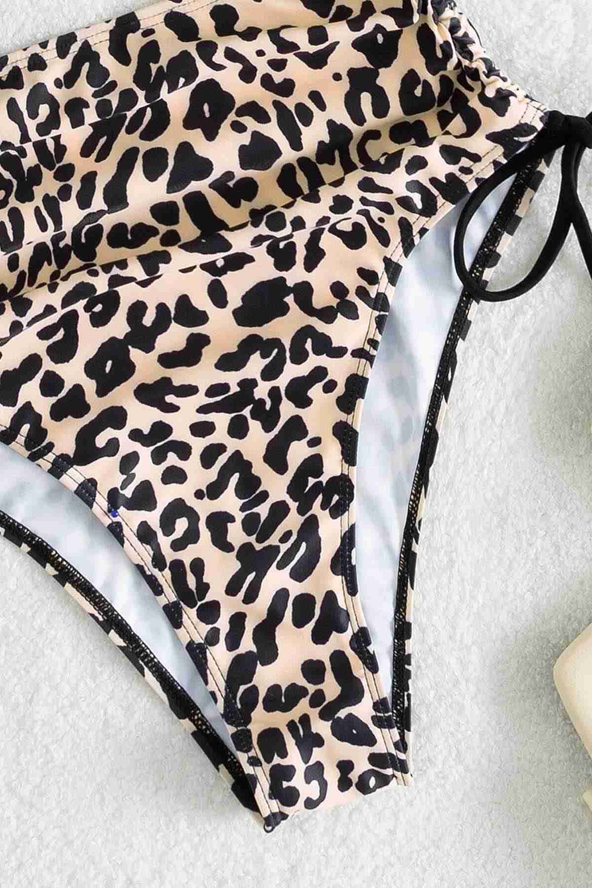 Custom Design Leopard Side Ruffle Adjustment Detailed Swimsuit Multicolor Piamoda