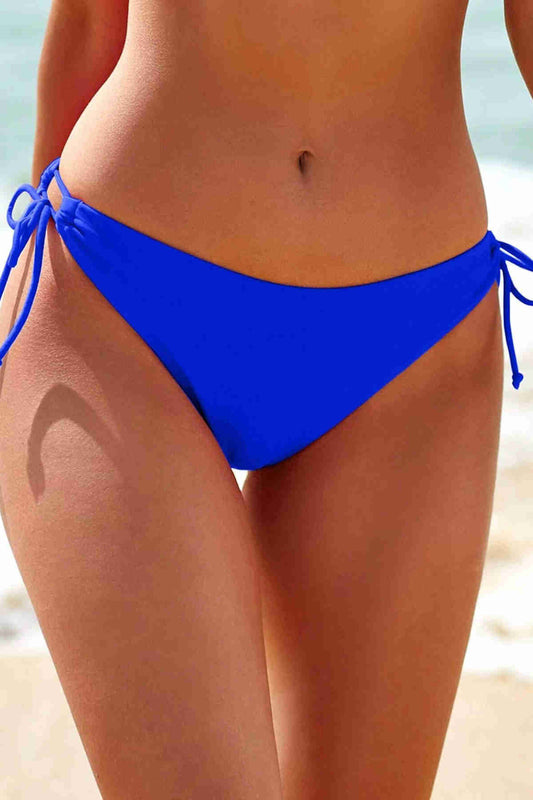 Custom Design Tie Down Bikini Bottom Blue Piamoda