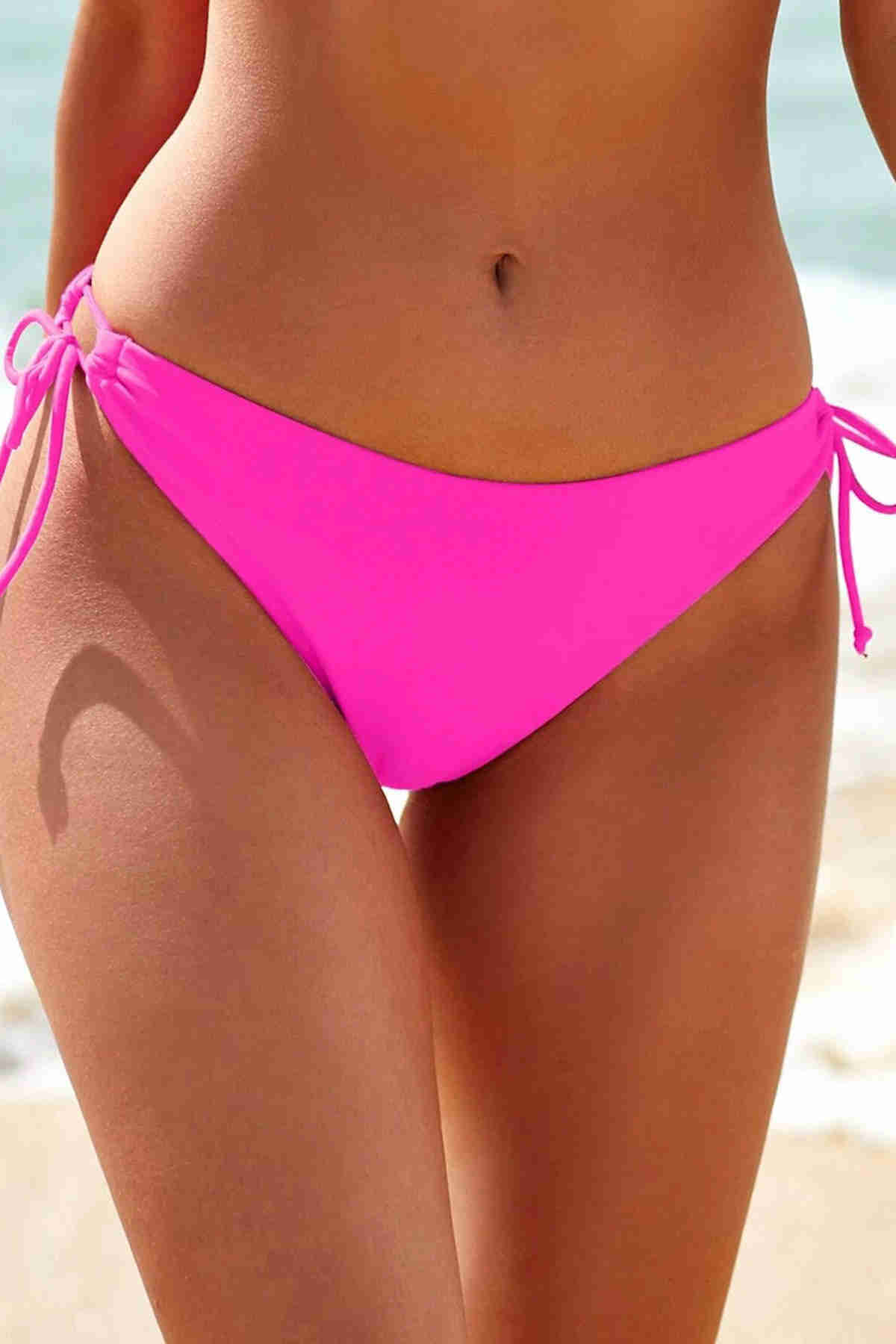 Custom Design Tie Up Bikini Bottom Pink Piamoda