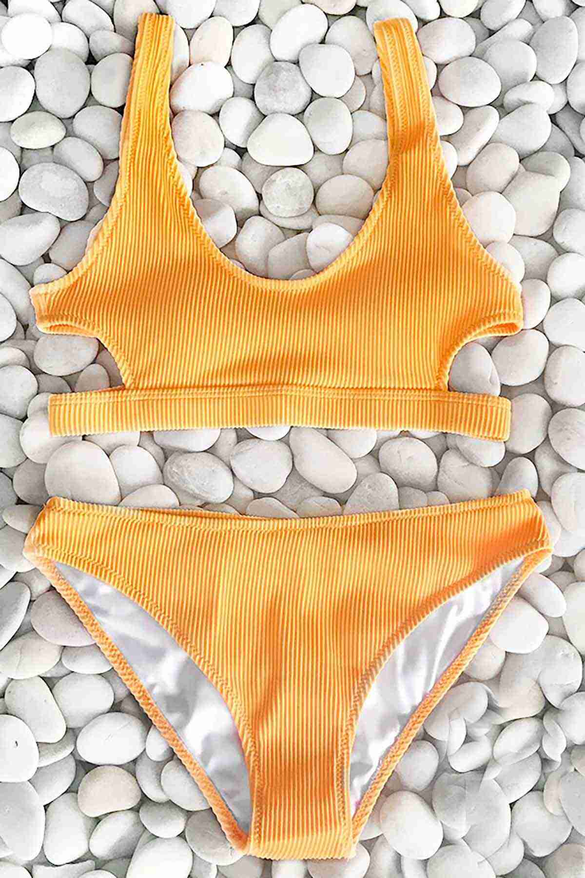 Custom Fabric Bikini Top Yellow Piamoda