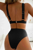 Custom Fabric High Waist Bikini Bottom Black Piamoda