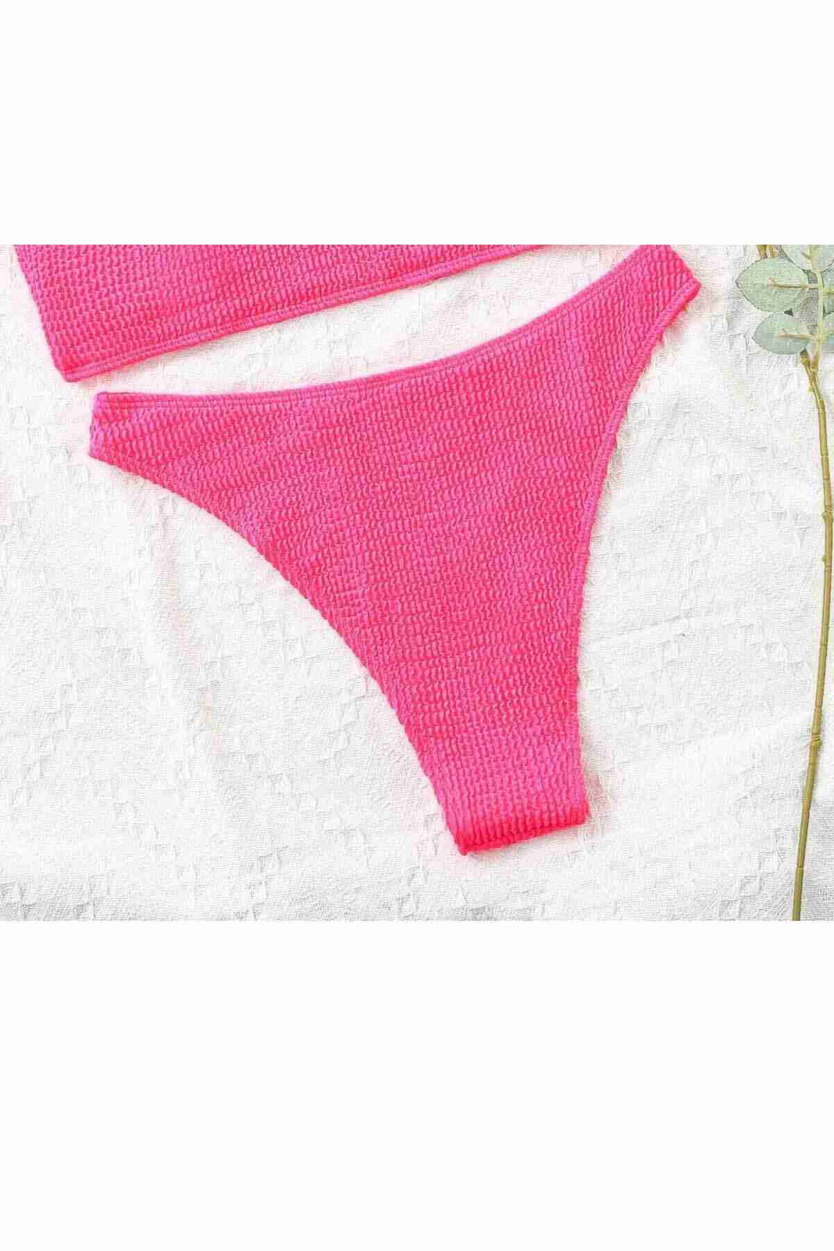 Custom Ribbed Fabric Bikini Bottom Pink