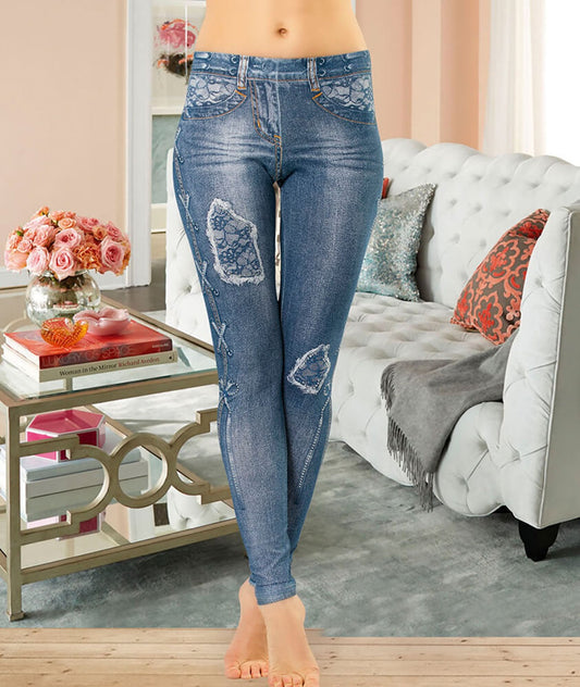 Jeans-Look Damen Leggings 438 2