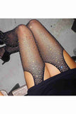 Netzstrumpfband-Look, ausgefallene sexy Strumpfhose, schwarz