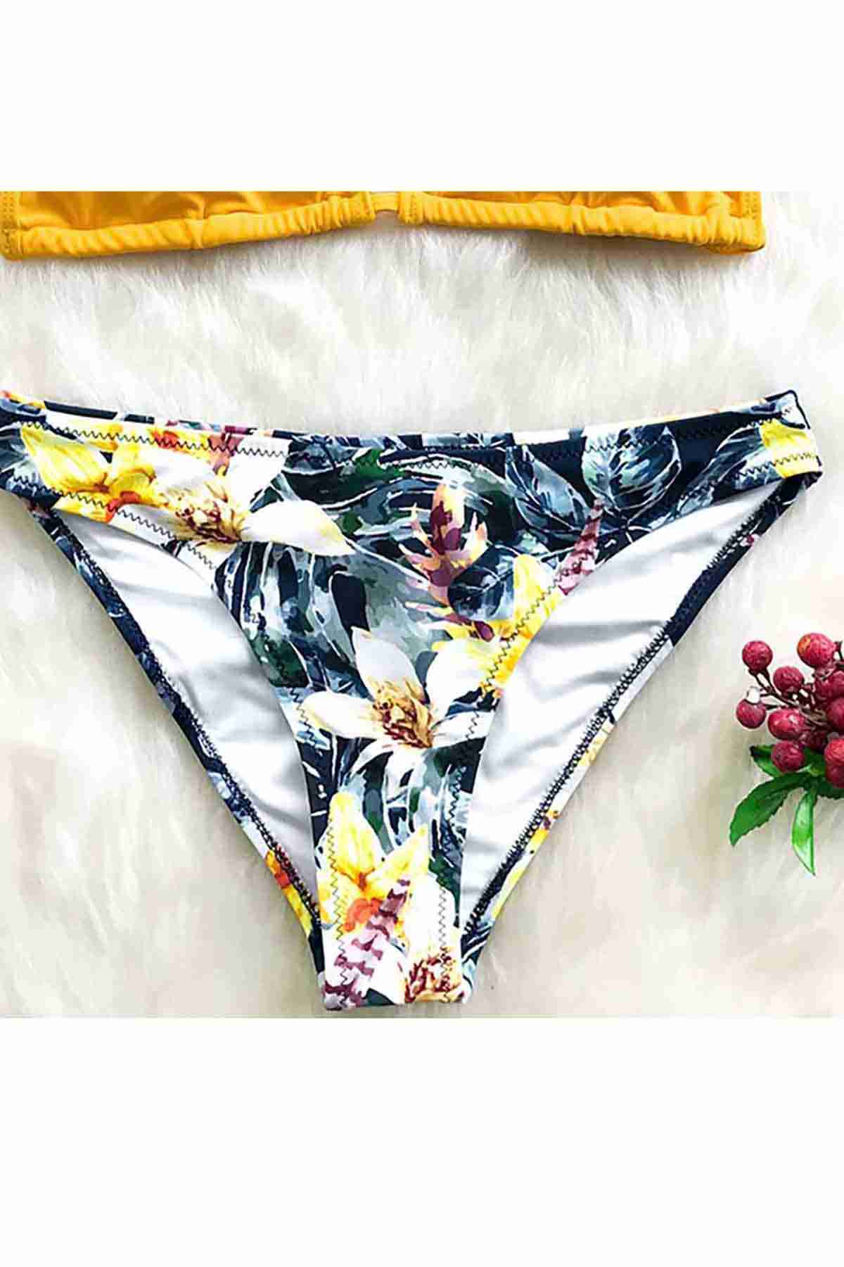 Floral Bikini Bottom Women Swimwear Swimsuit