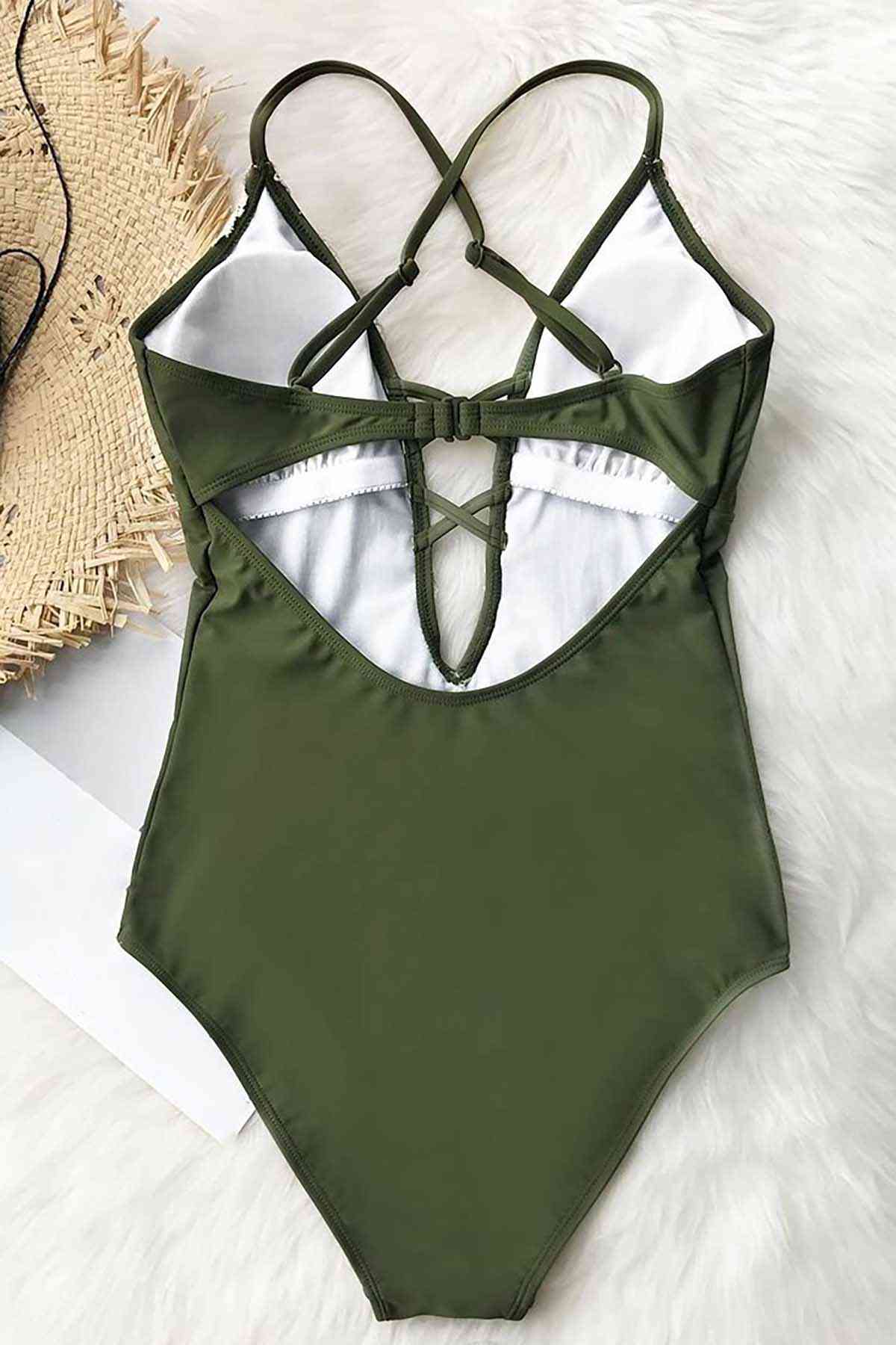 Green Lace Detail Swimsuit
