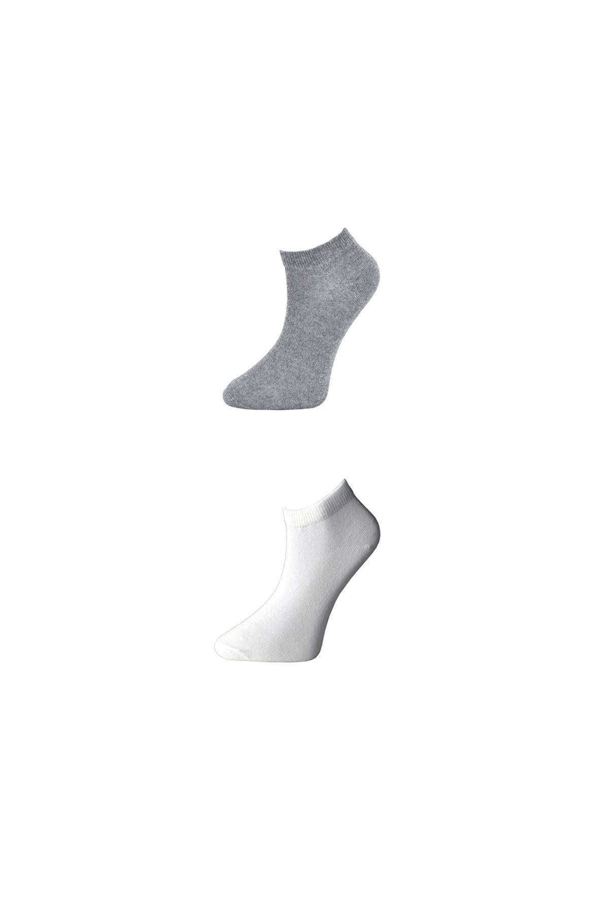 Grey And White Women's Ankle Socks 3 Pairs Piamoda