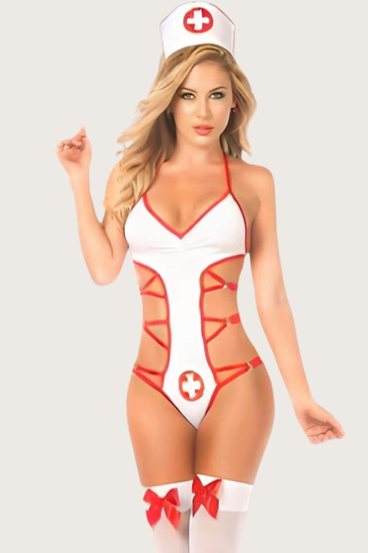 Hantezi Strumpfhaltersocken Krankenschwester-Outfit-Kostüm 52046