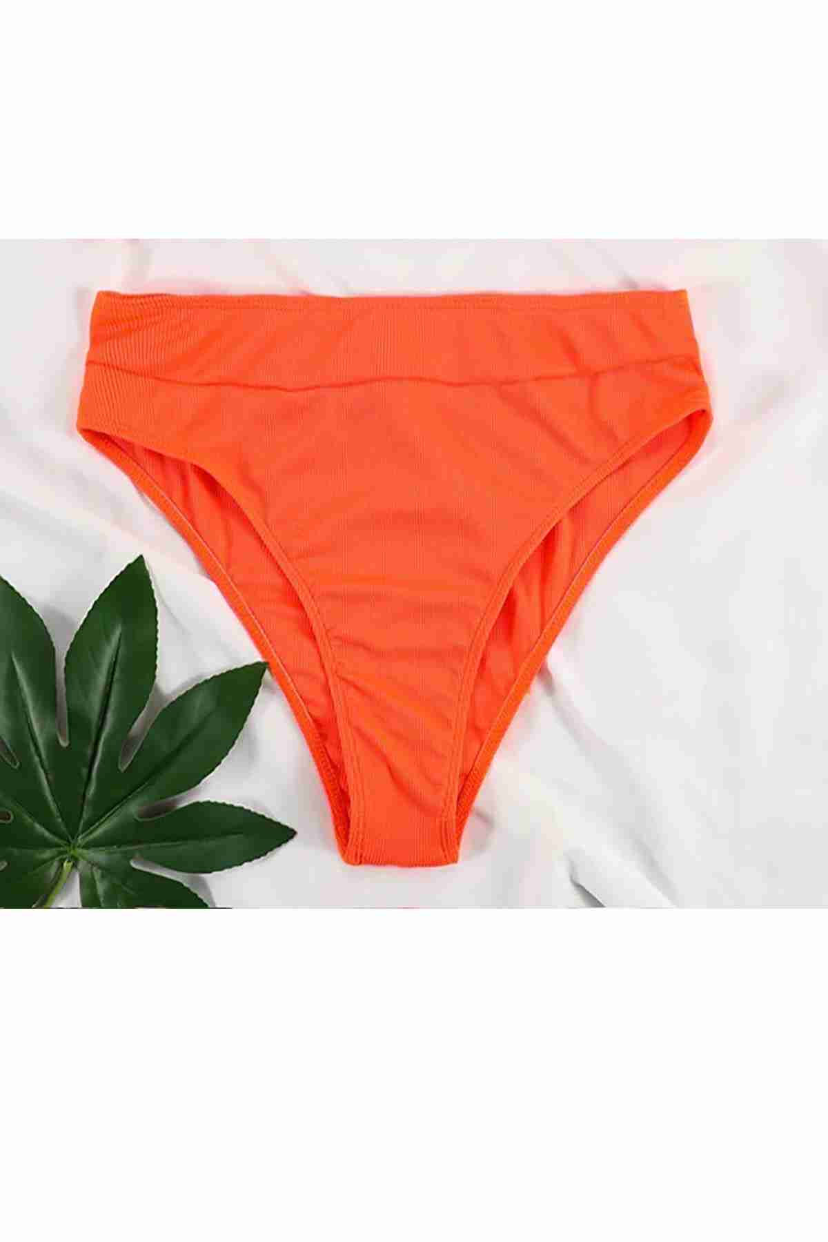 High Waist Bikini Bottom Orange Piamoda