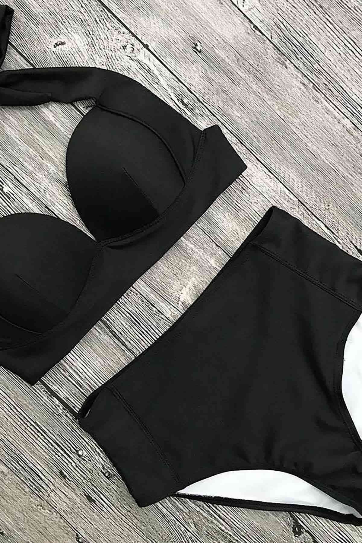Black High Waist Bikini Set Women Swimwear Swimsuit