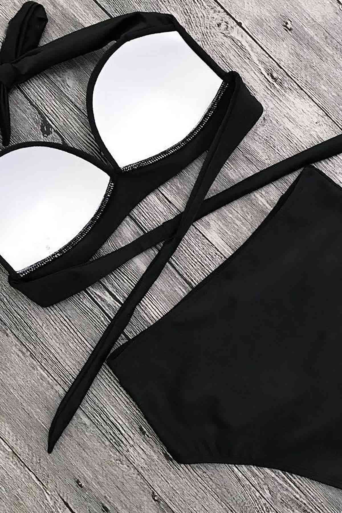 Black High Waist Bikini Set Women Swimwear Swimsuit