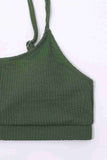High Waist Custom Fabric Tankini Bikini Top Green Piamoda
