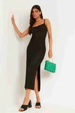 Knitted Knitted Dress With Back Neckline Tie Up Knit Dress Black