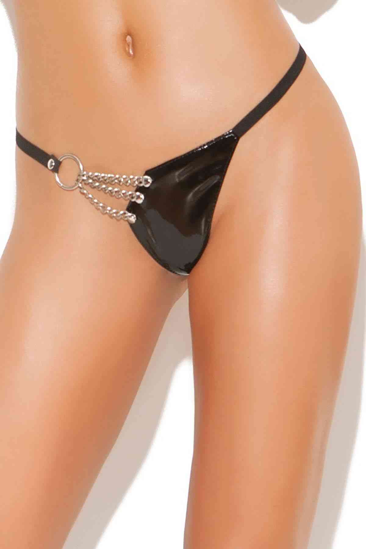 Leather Fantasy Thong Women Sexy Lingerie Exotic Panties
