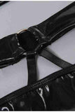 Leather Look Suspenders Fantasy Bra Panty Set