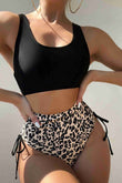 Leopard Side Ruffle Adjustment Detailed Bikini Bottom Multicolor Piamoda