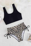 Leopard Side Ruffle Adjustment Detailed Bikini Suit Multicolor Piamoda