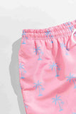 Men's Basic Standard Size stylish Palm Printed Swimsuit Pocket Marine shorts Pink Piamoda
