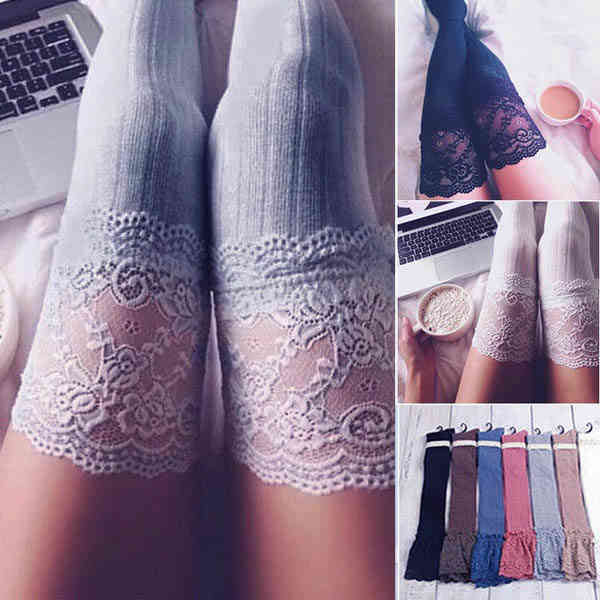 Perfumed Lace Knit Above Knee Garter Socks Leggings Stockings Women Sexy Lingerie