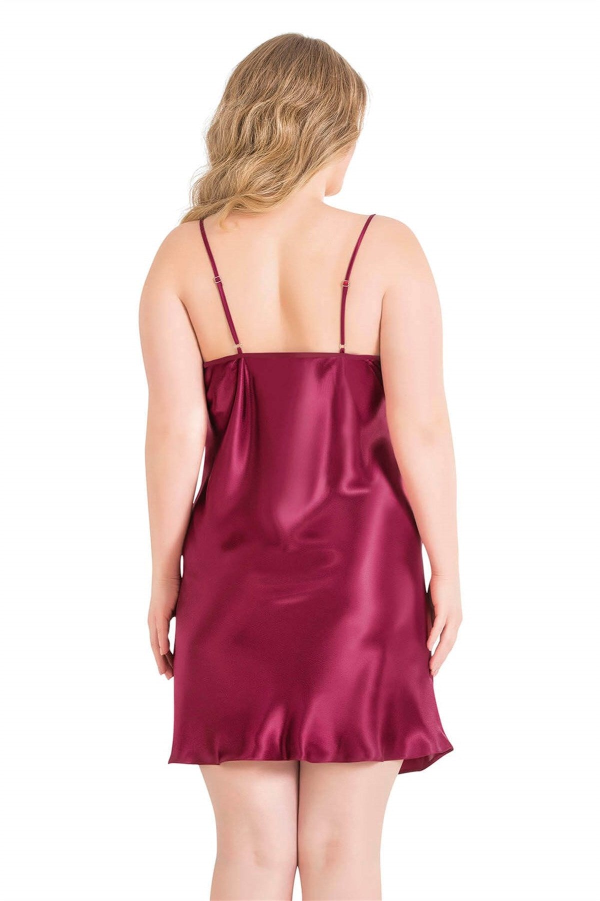 Plus Size Burgundy Short Satin Nightgowns