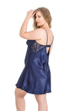 Plus Size Navy Blue Short Satin Nightgowns
