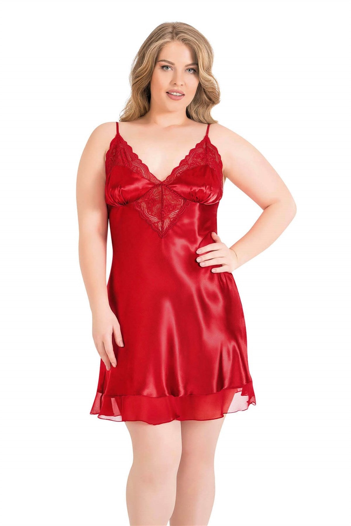 Plus Size Red Short Satin Nightgowns