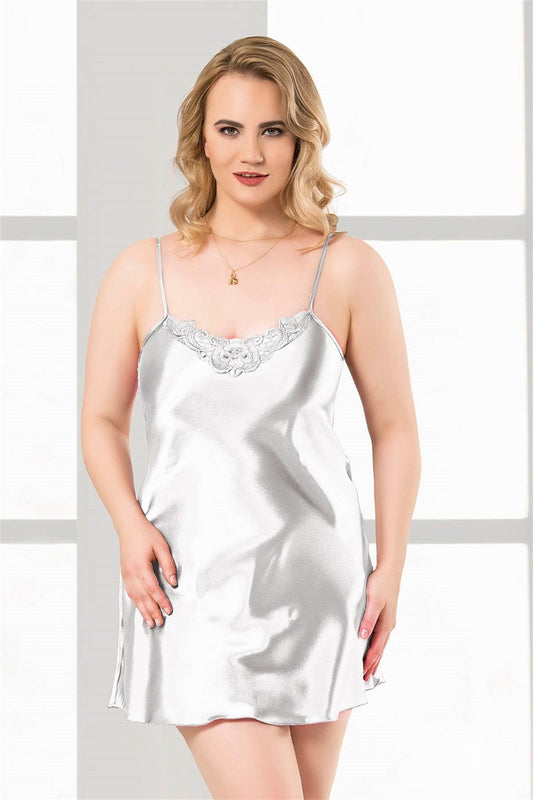 Plus Size White Short Satin Nightgowns
