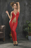 Red Floral Pattern Body Stockings