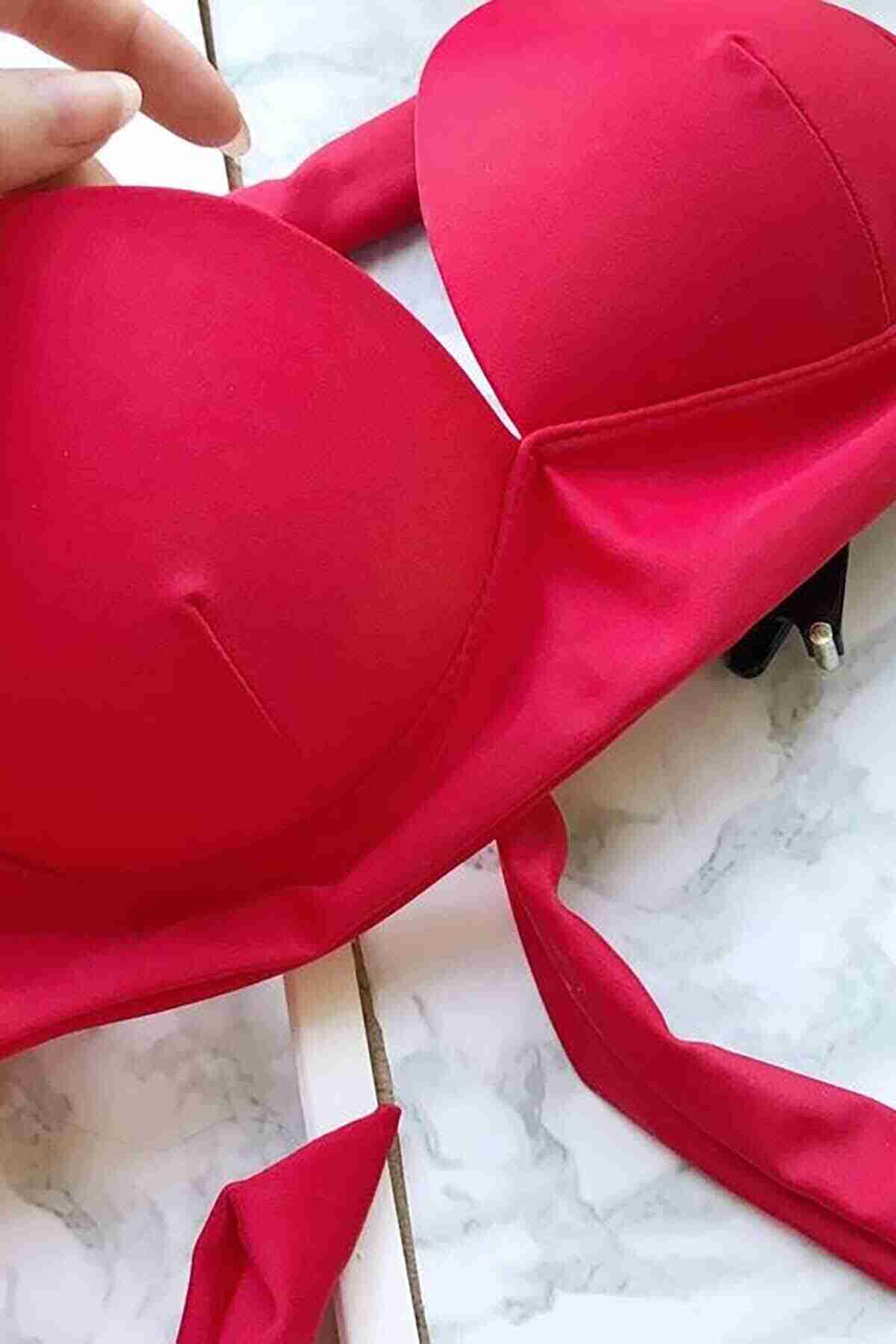 Red High Waist Bikini Bottom Red Piamoda