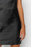 Slit Mini Satin Dress Black Piamoda