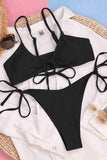 Stylish Bikini Suit with Tie Up Black Piamoda
