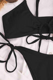 Stylish Bikini Suit with Tie Up Black Piamoda