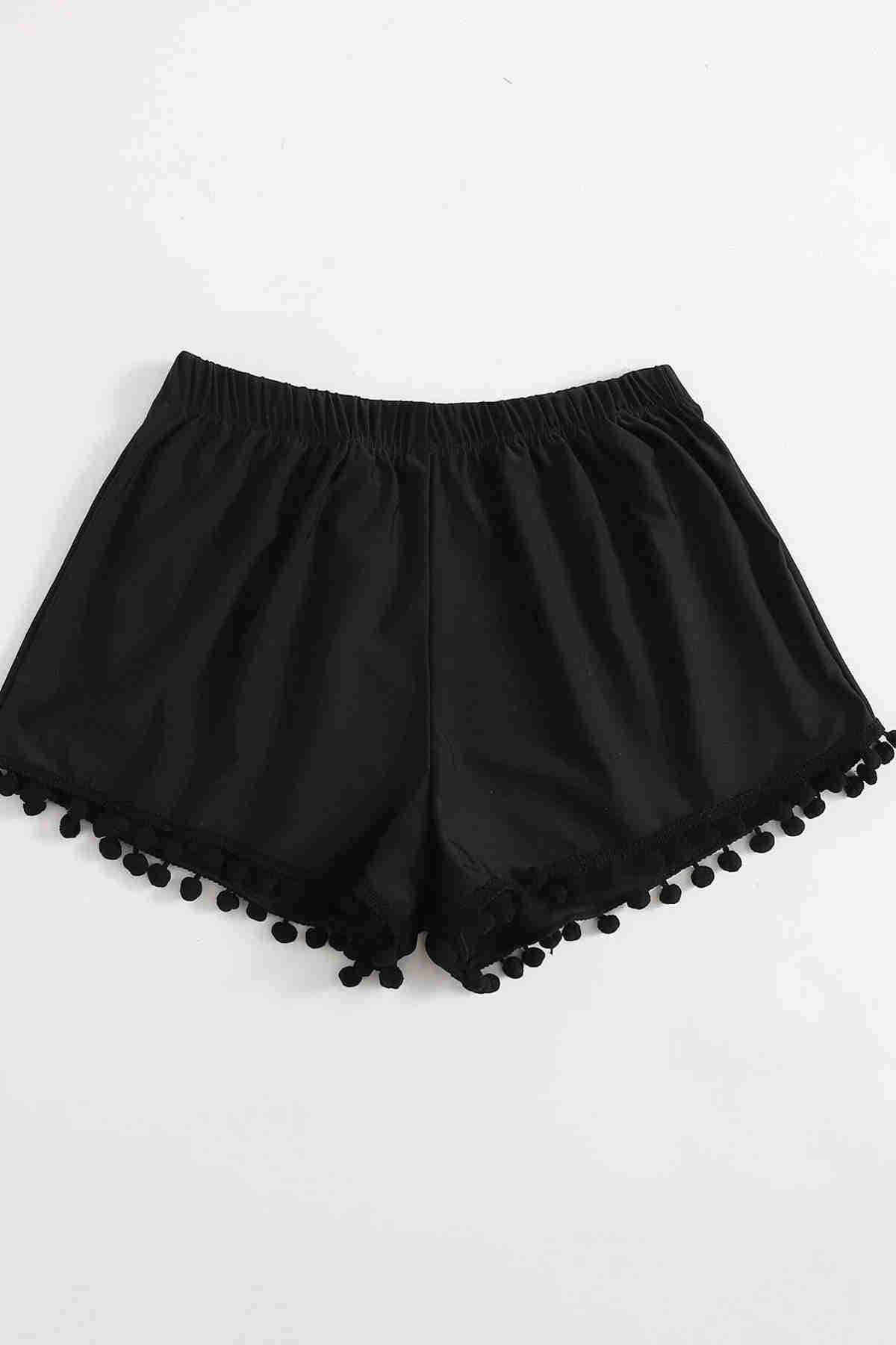 Stylish Marine shorts with pompoms Black Piamoda