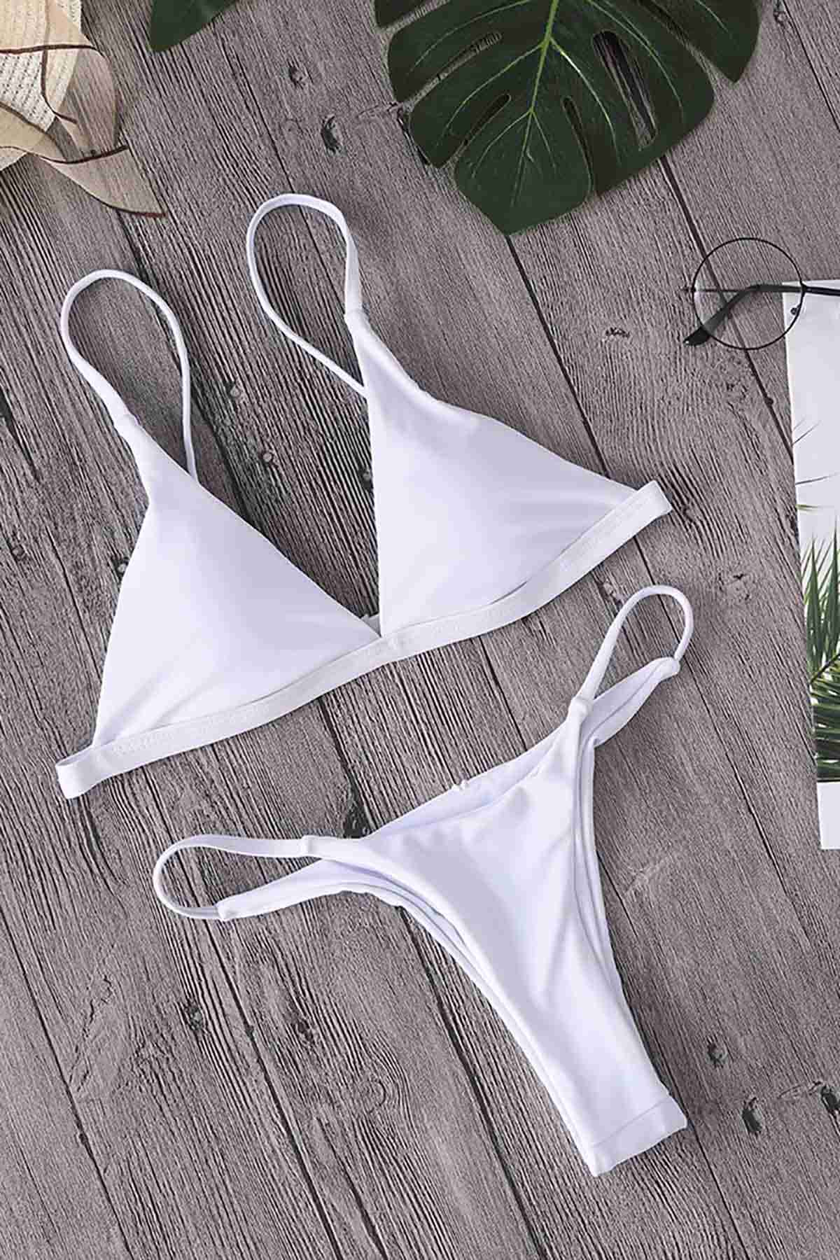 Triangel-Bikini-Set Weiß