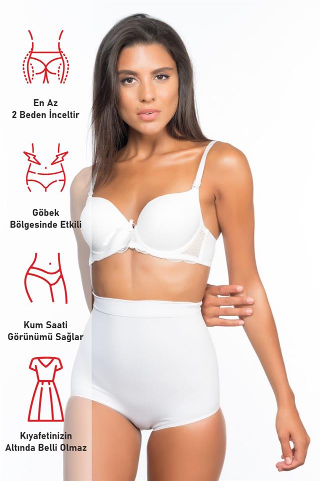 Weißes 2057 Massage-Slip-Korsett mit hoher Taille