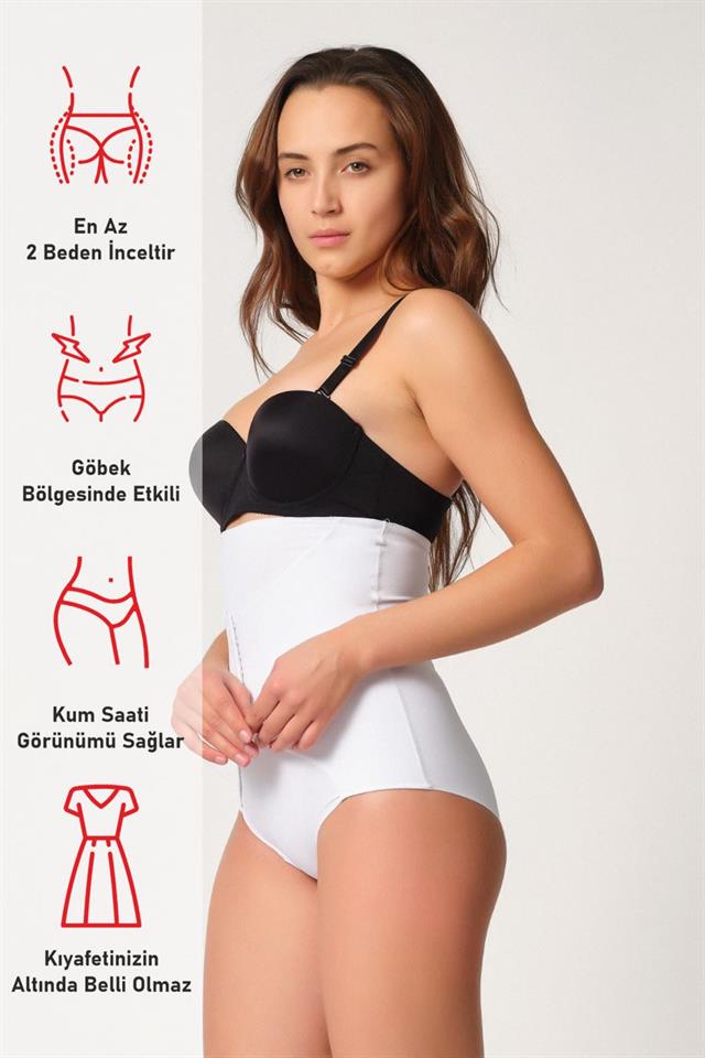 White  2932 Double Belly Bow Backed Slip Laser Corset