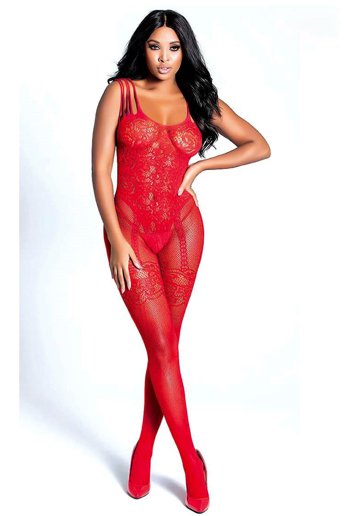 Women Babydoll Fancy Outfit Body Stockings D30023 Red