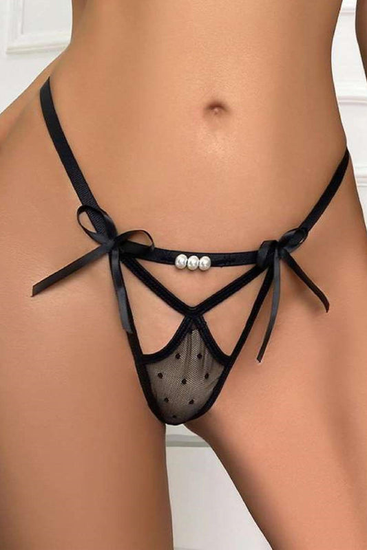 Women's Fancy Underwear Thong Panties Perfect Fall D239 Black