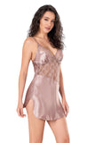 Women's Short Sateen Lace Transparent Nightgown