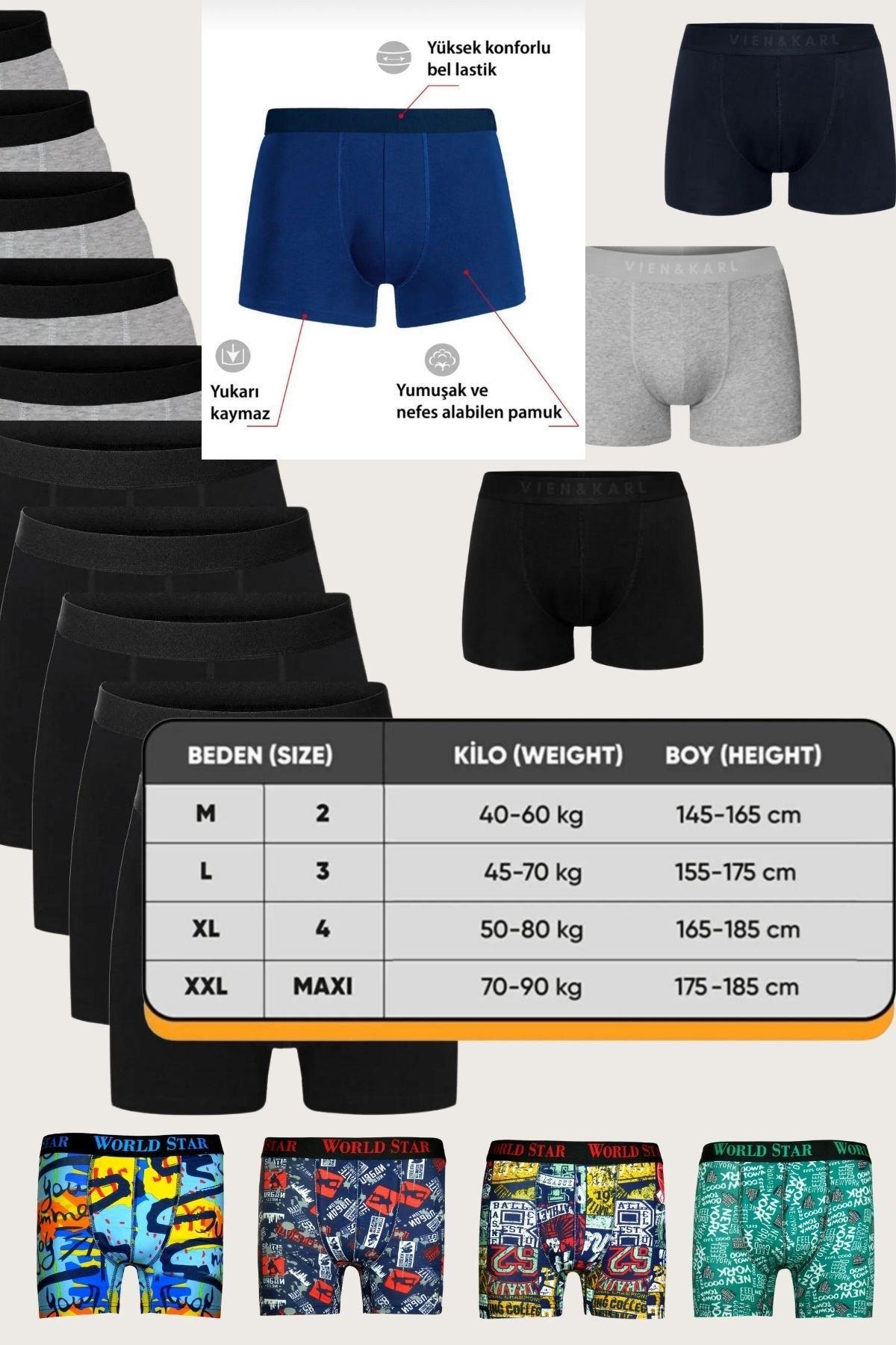 Men's Boxer Single Lyra Cotton Mixed Color Shorts 2031 1 Dy2031 1